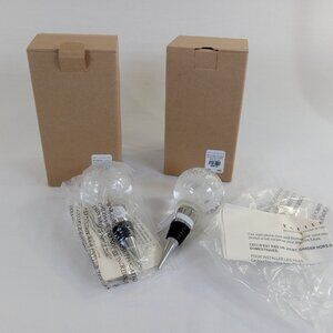 2 Pottery Barn Clear Stag Snow Globe Wine Bottle Stoppers Set New Open Box
